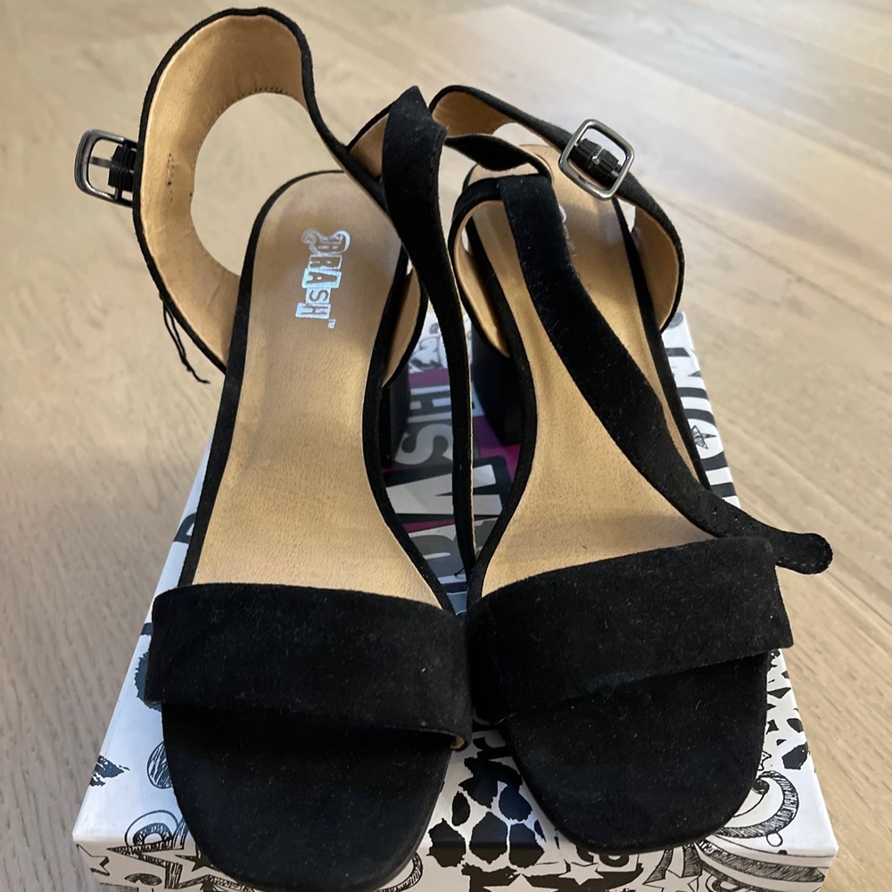 Black block heel sandals